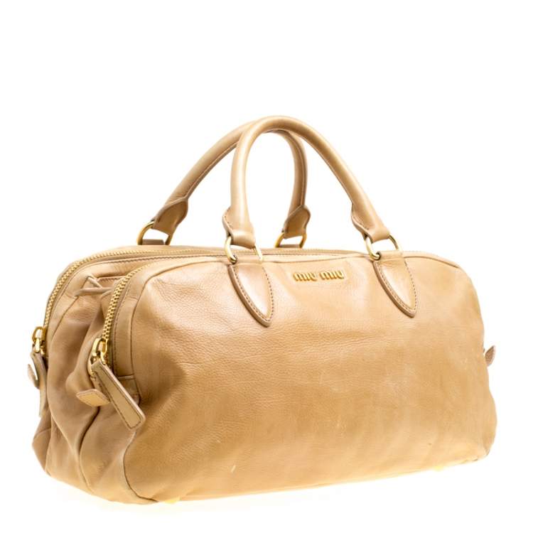 Pre Owned Miu Miu Light Brown Leather Satchel