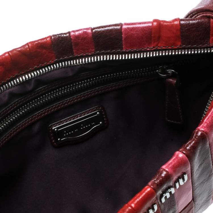 Pre Owned Miu Miu Multicolor Patchwork Nappa Leather Wrislet Clutch