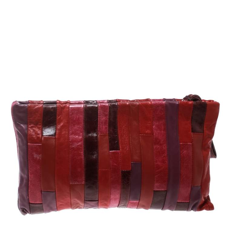 Pre Owned Miu Miu Multicolor Patchwork Nappa Leather Wrislet Clutch