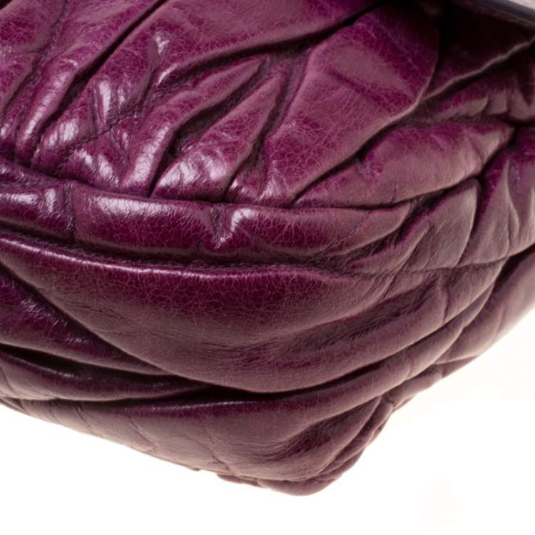 Pre Owned Miu Miu Purple Matelasse Leather Shoulder Bag