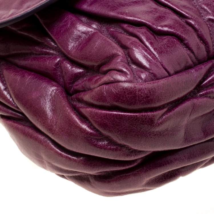 Pre Owned Miu Miu Purple Matelasse Leather Shoulder Bag