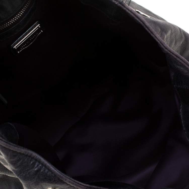 Pre Owned Miu Miu Black Glaze Nappa Leather Shopper Tote