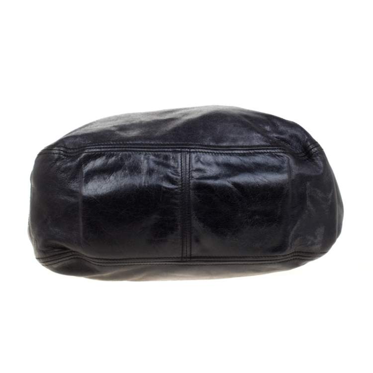 Pre Owned Miu Miu Black Glaze Nappa Leather Shopper Tote