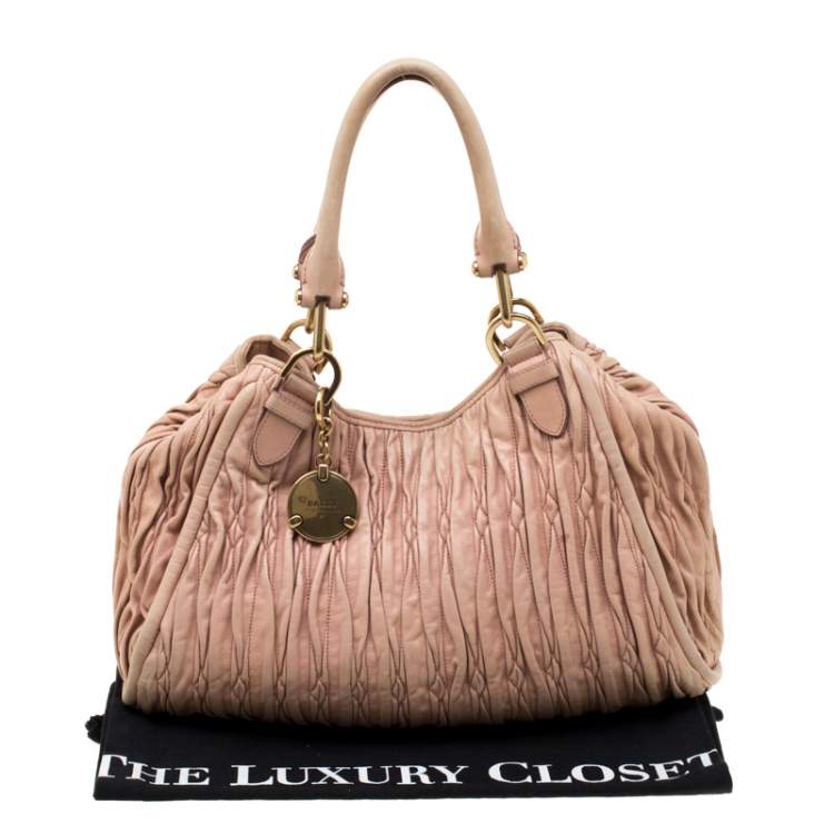 Pre Owned Bally Beige Matelasse Leather Shoulder Bag