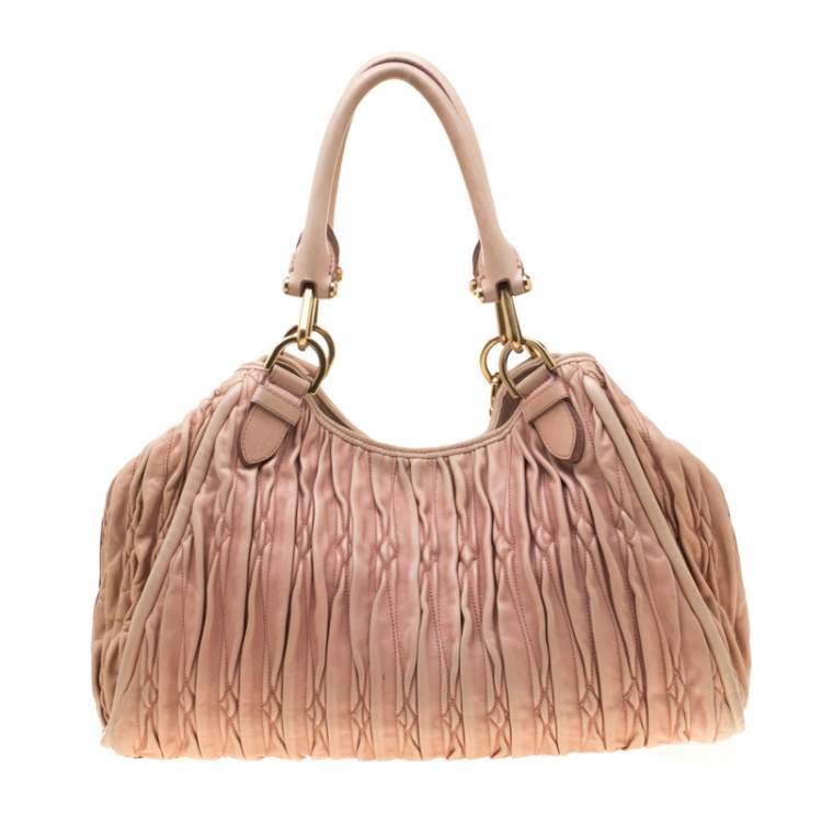 Pre Owned Bally Beige Matelasse Leather Shoulder Bag