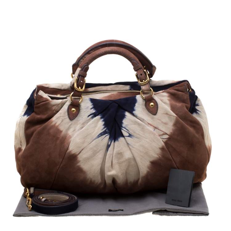 Pre Owned Miu Miu Multicolor Suede Camoscio Tie Dye Tote
