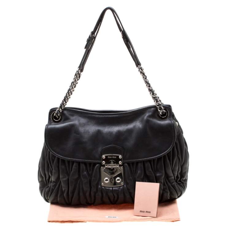 مملوكة مسبقًا Miu Miu Black Matelasse Leather Sacca 2 Hobo