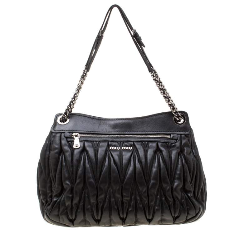 مملوكة مسبقًا Miu Miu Black Matelasse Leather Sacca 2 Hobo