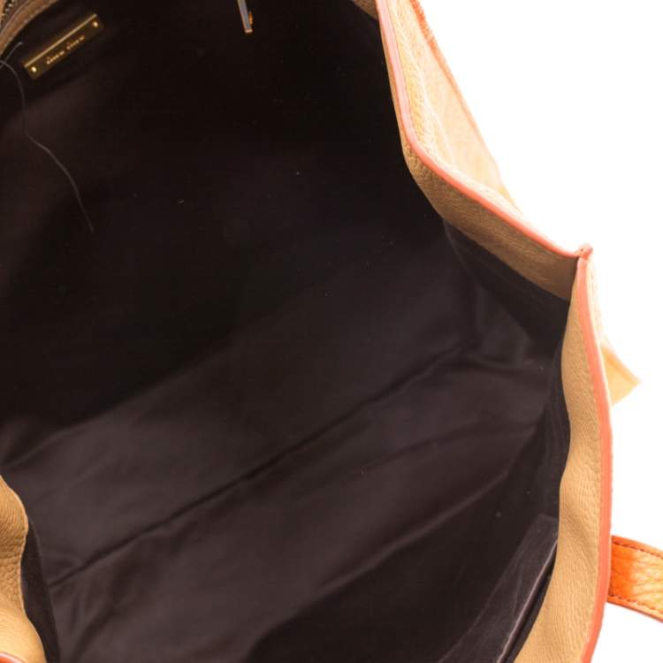 Pre Owned Miu Miu Orange Vitello Diano Leather Shopper Tote 