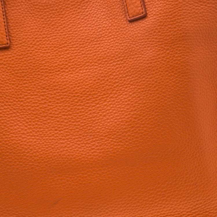 Pre Owned Miu Miu Orange Vitello Diano Leather Shopper Tote 
