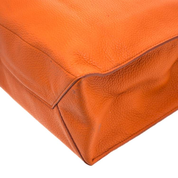 Pre Owned Miu Miu Orange Vitello Diano Leather Shopper Tote 