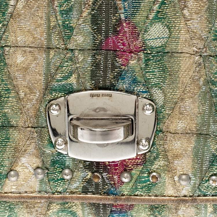 Pre Owned Miu Miu Multicolor Embellished Jacquard Wallet