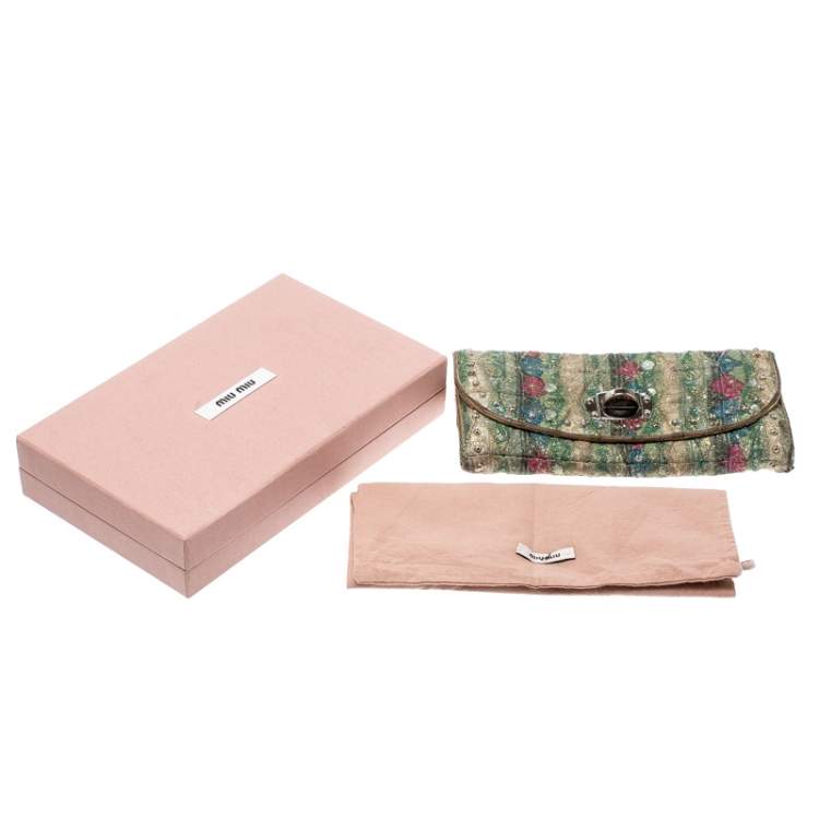 Pre Owned Miu Miu Multicolor Embellished Jacquard Wallet