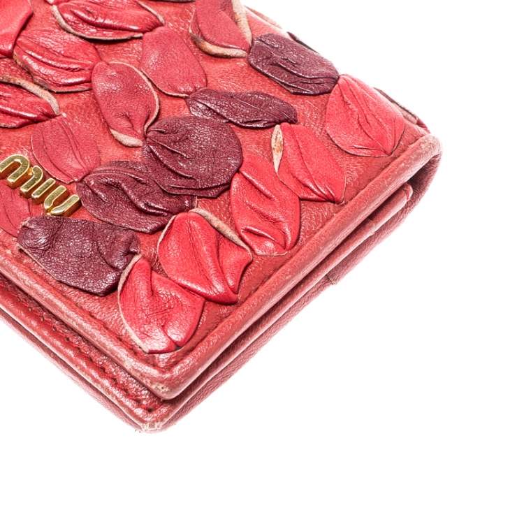 Pre Owned Miu Miu Red Leather Card Holder