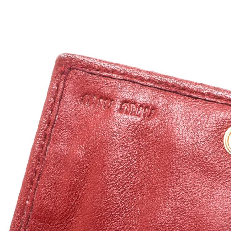 Pre Owned Miu Miu Red Leather Card Holder