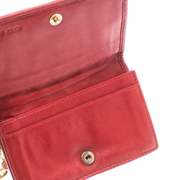 Pre Owned Miu Miu Red Leather Card Holder
