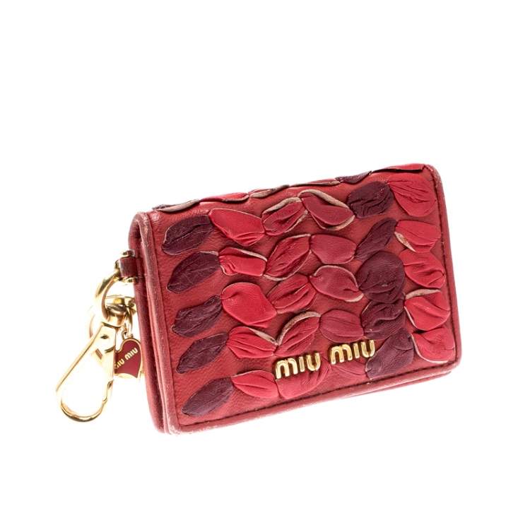 Pre Owned Miu Miu Red Leather Card Holder
