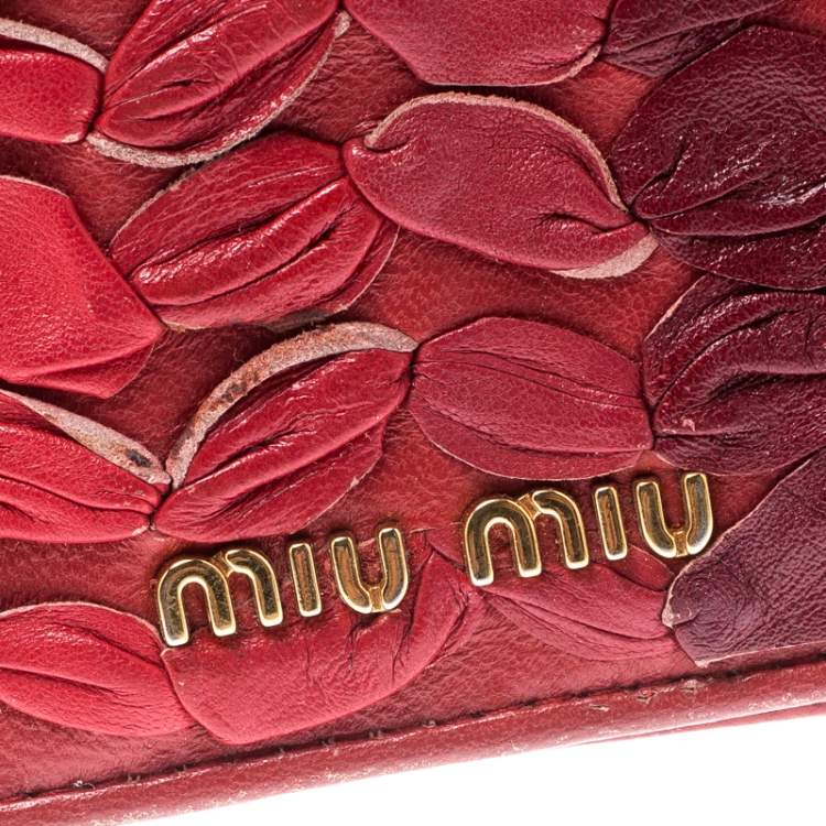Pre Owned Miu Miu Red Leather Card Holder