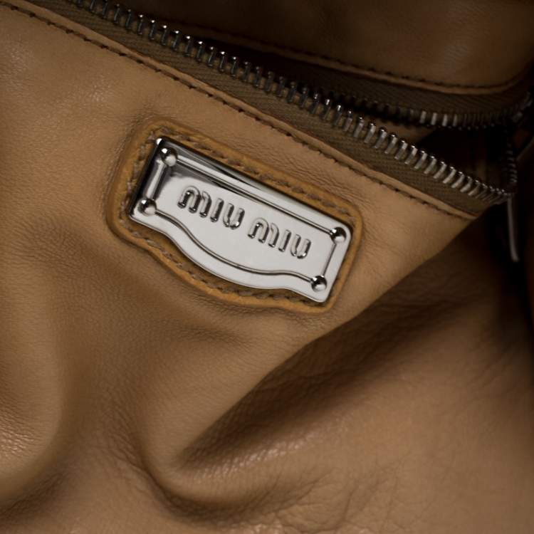 Pre Owned Miu Miu Yellow Ostrich Leather Special Edition 07/8 Tote