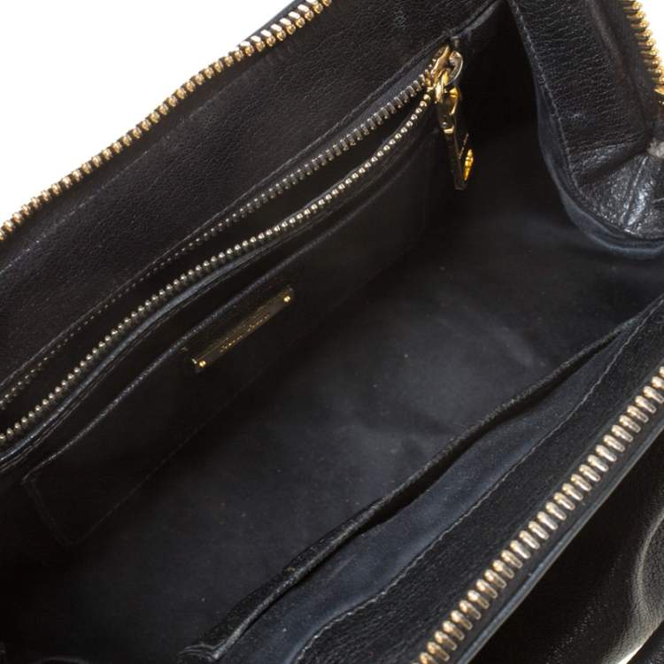 Pre Owned Miu Miu Black Textured Leather Satchel
