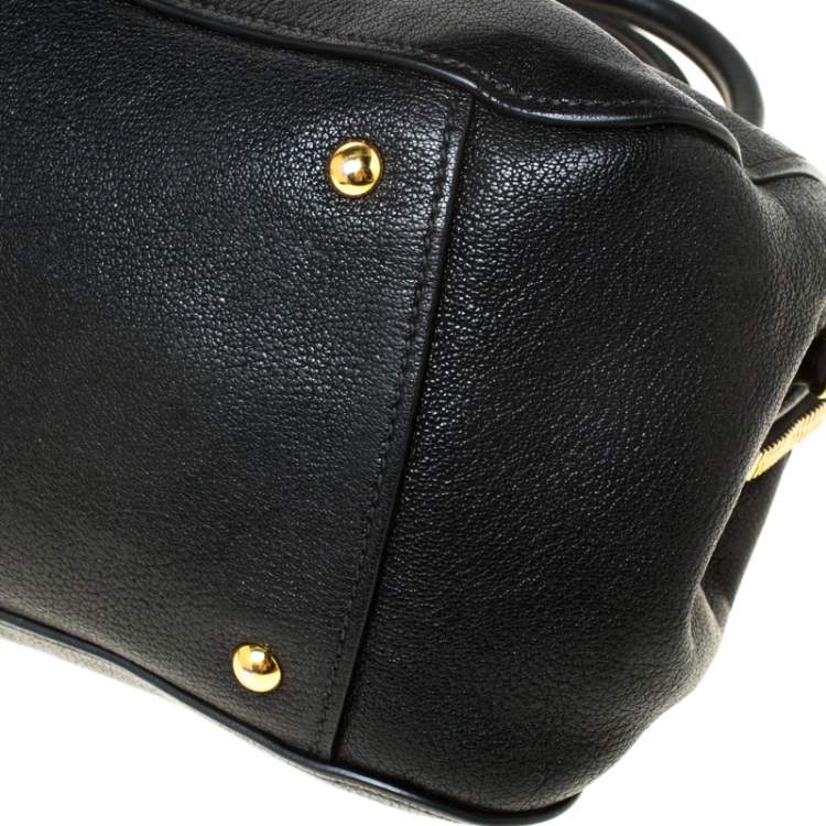 Pre Owned Miu Miu Black Textured Leather Satchel