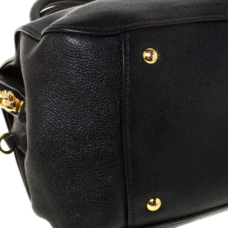 Pre Owned Miu Miu Black Textured Leather Satchel