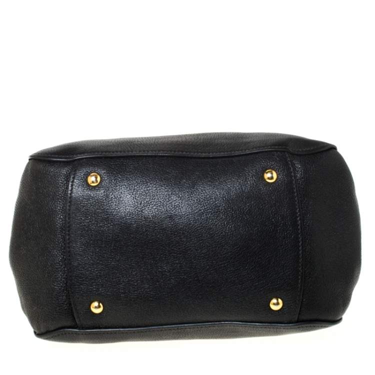 Pre Owned Miu Miu Black Textured Leather Satchel