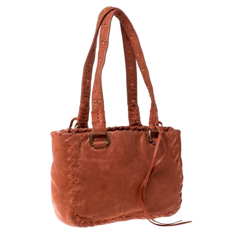 Pre Owned Miu Miu Orange Leather Small Shoulder Bag 