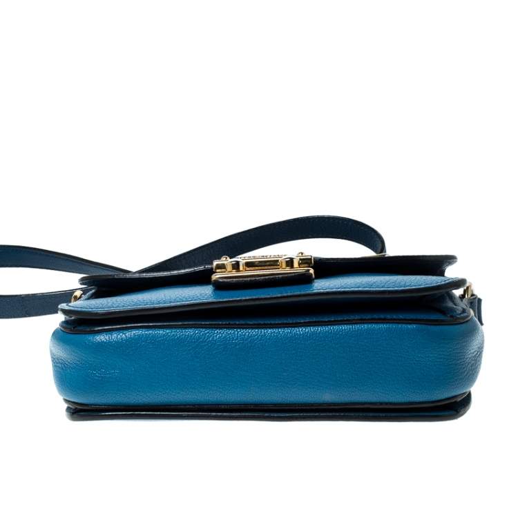 Pre Owned Miu Miu Bicolor Leather Madras Top Handle Bag