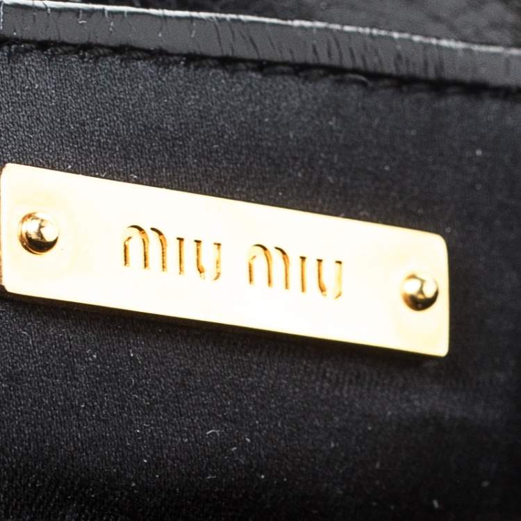 Pre Owned Miu Miu Black Leather Bow Pochette Bag