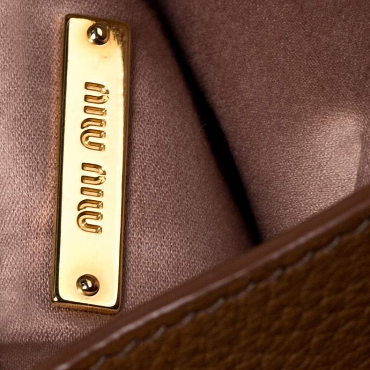 Pre Owned  Miu Miu Tan Leather Crystal Embellished Studded Tote