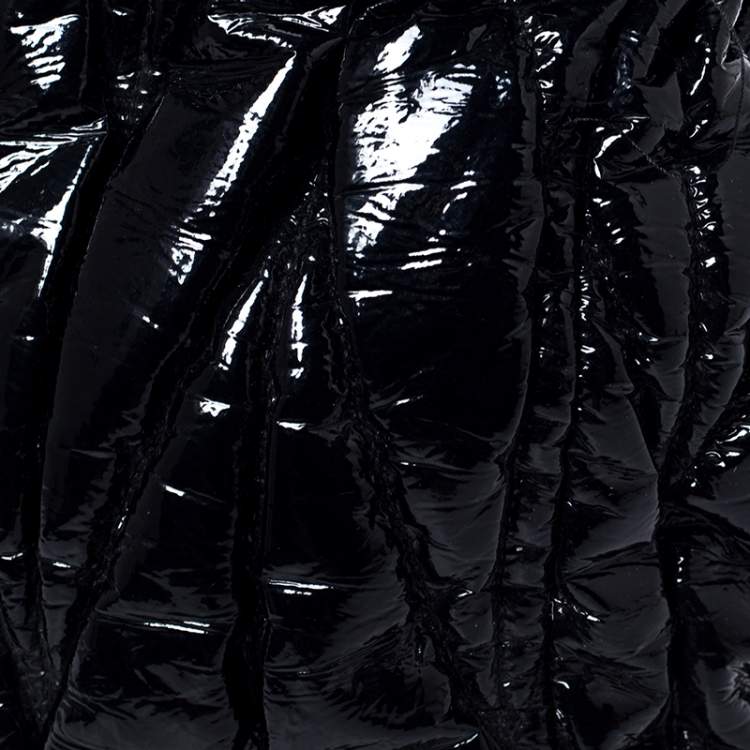 Pre Owned Miu Miu Black Matelassé Patent Leather Tote