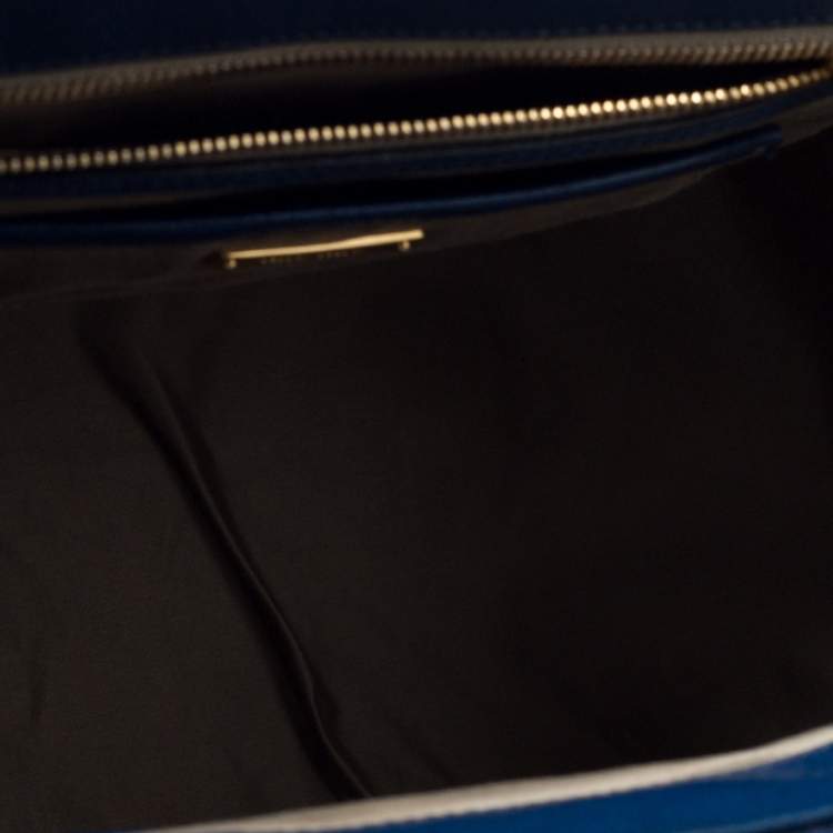 Pre Owned Miu Miu Blue Leather Madras Bowler Bag