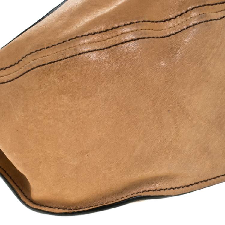 Pre Owned Miu Miu Beige/Green Ostrich and Leather Top Handle Bag