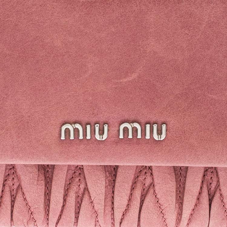 Pre Owned Miu Miu Pink Matelassé Leather French Continental Wallet
