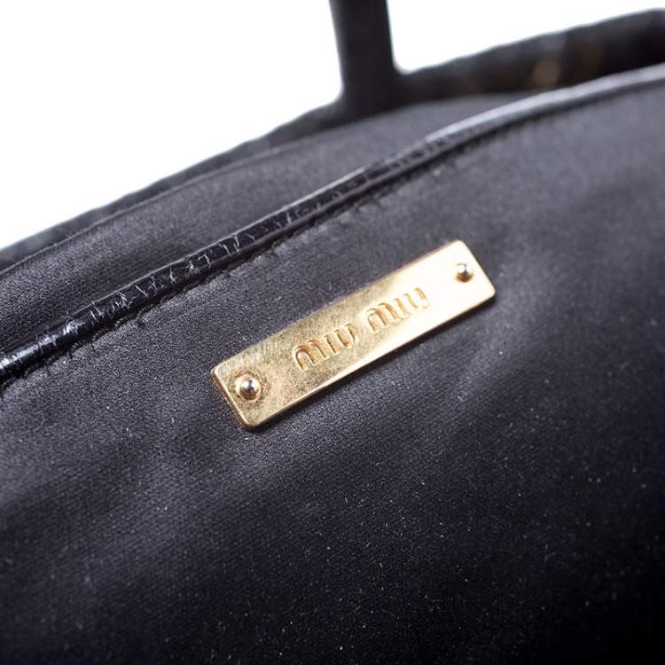 Pre Owned Miu Miu Black Metalasse Leather Covertible Tote