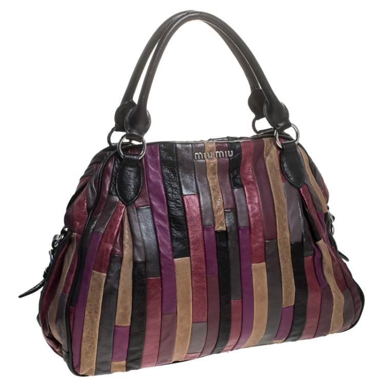 Pre Owned Miu Miu Multicolor Patchwork Leather Satchel