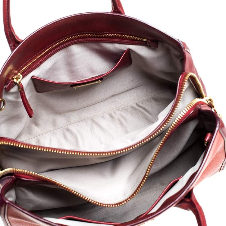 Pre Owned Miu Miu Bicolor Leather Madras Tote