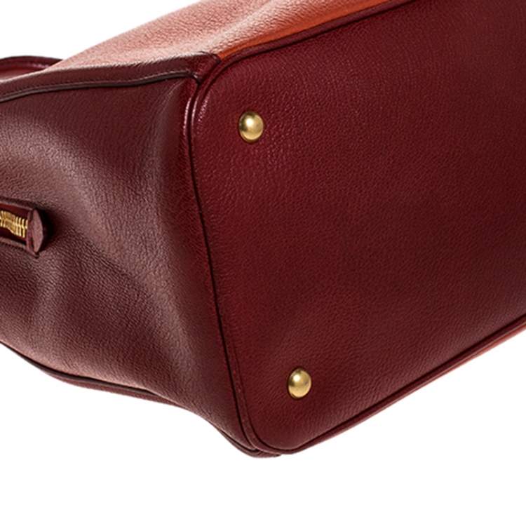 Pre Owned Miu Miu Bicolor Leather Madras Tote