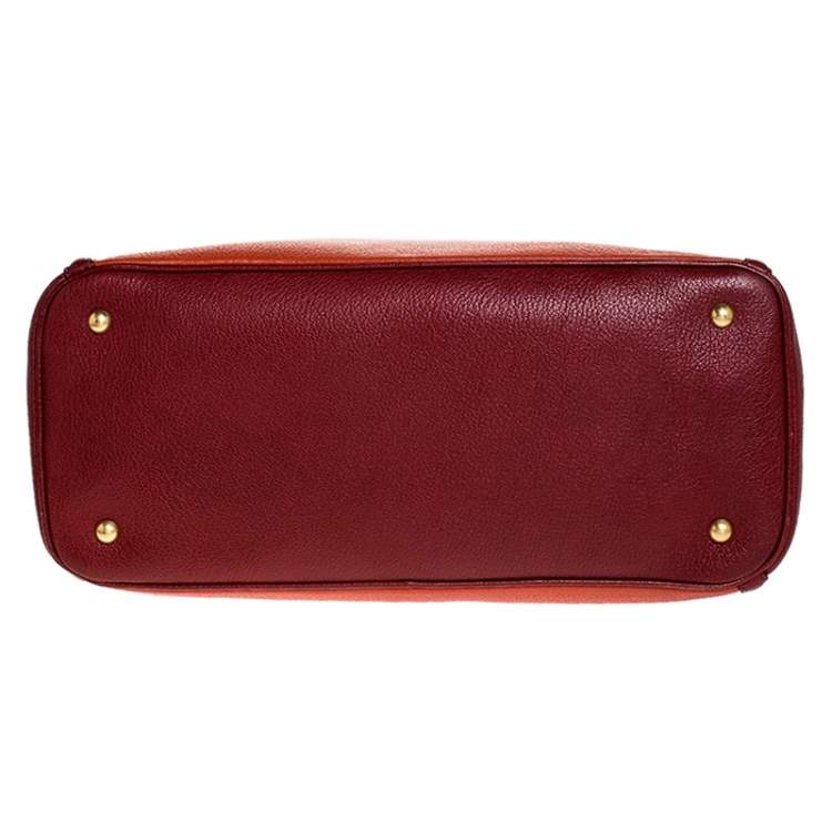 Pre Owned Miu Miu Bicolor Leather Madras Tote