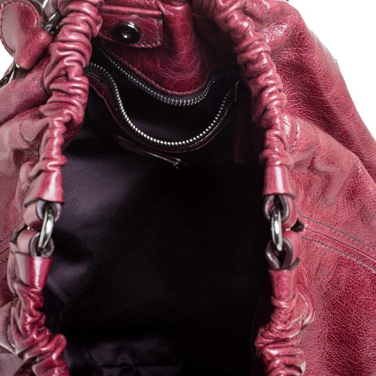 Pre Owned Miu Miu Burgundy Leather Front Pocket Hobo