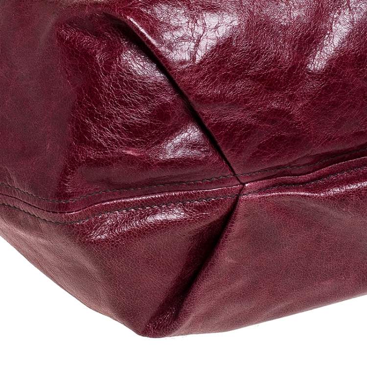Pre Owned Miu Miu Burgundy Leather Front Pocket Hobo
