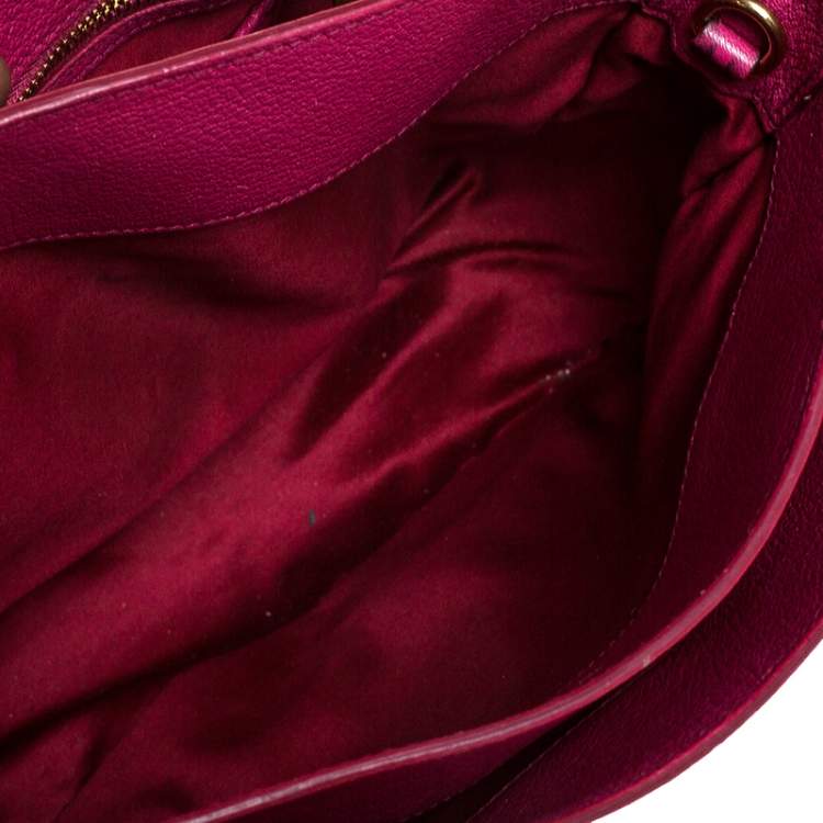 Pre Owned Miu Miu Fuschia Leather Medium Madras Tote