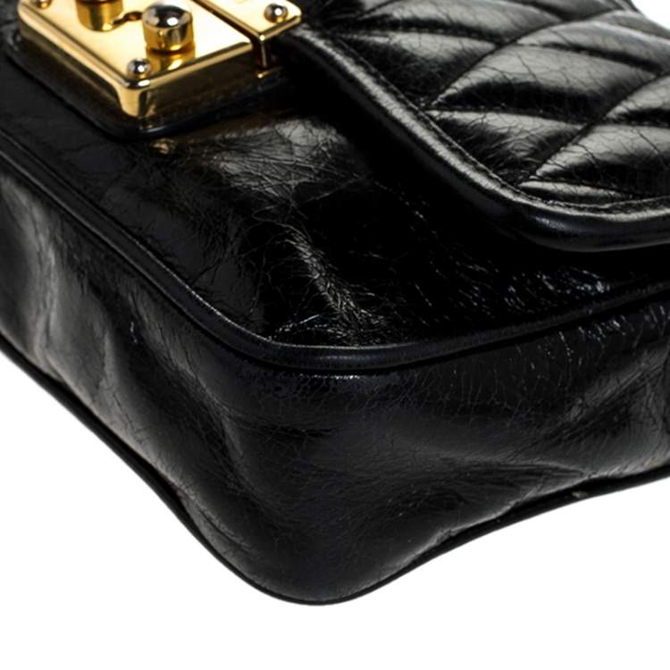 Pre Owned Miu Miu Black Leather Crossbody Bag