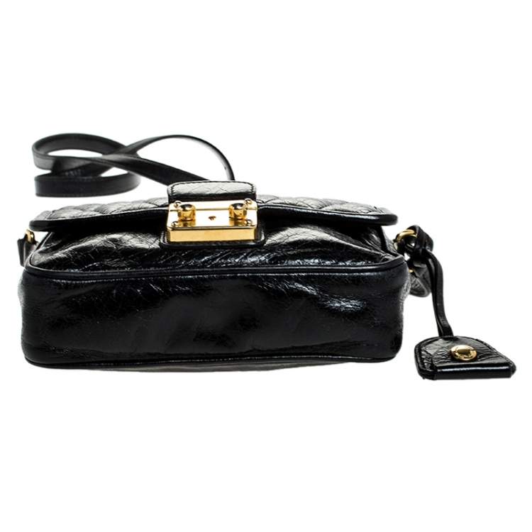 Pre Owned Miu Miu Black Leather Crossbody Bag