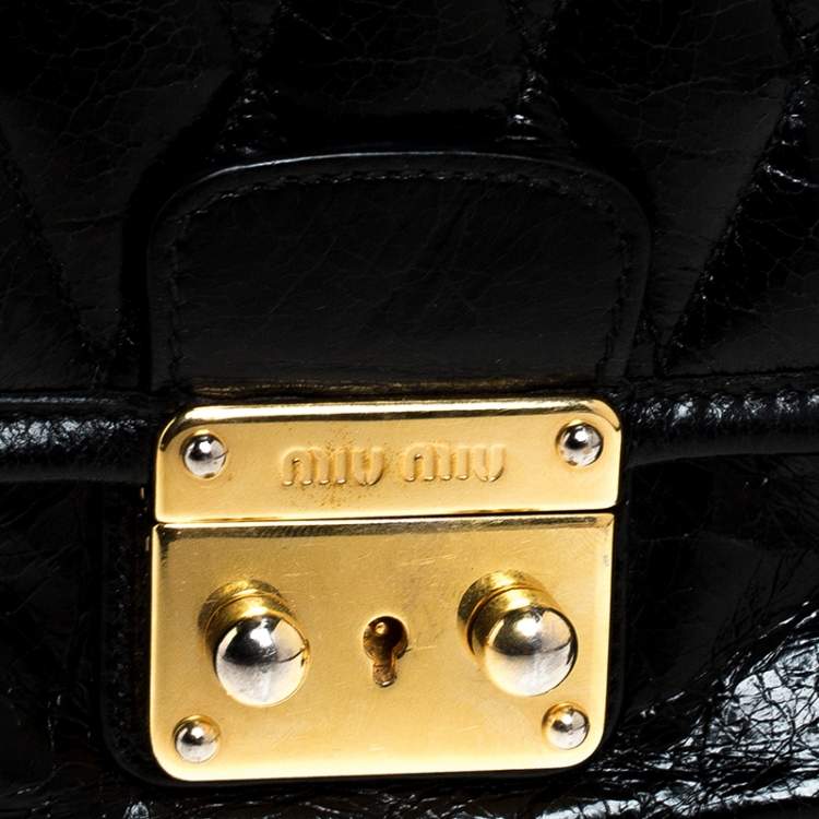 Pre Owned Miu Miu Black Leather Crossbody Bag