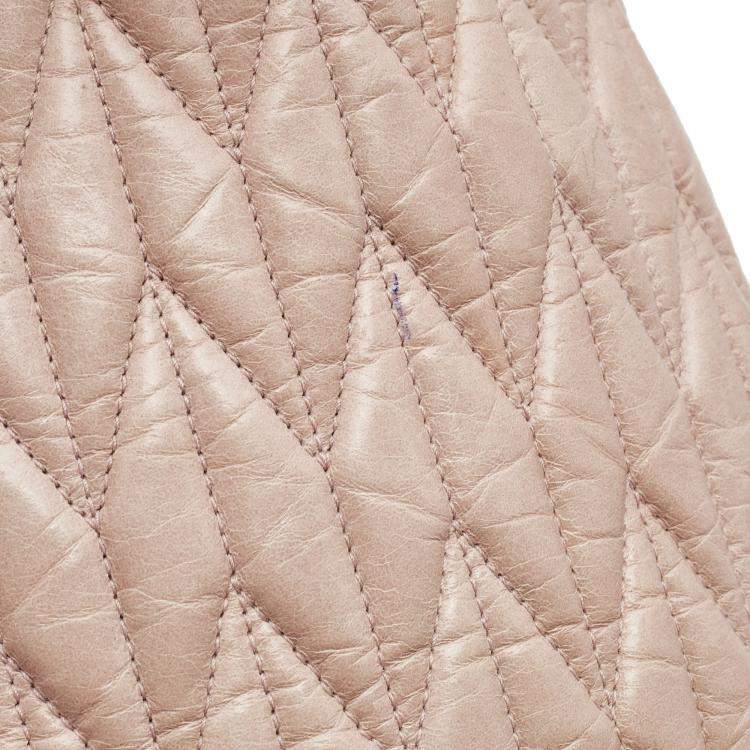Pre Owned Miu Miu Beige Metalasse Leather Covertible Tote