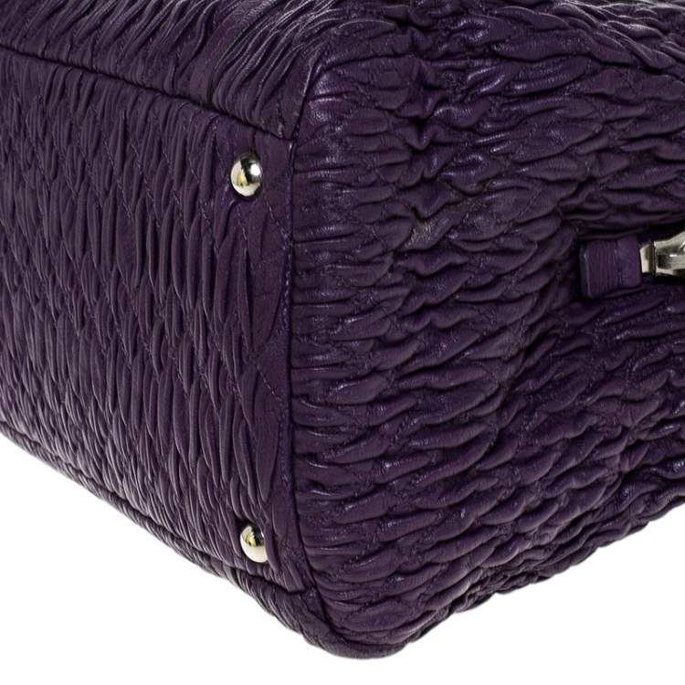 Pre Owned  Miu Miu Purple Matelasse Leather Tote 