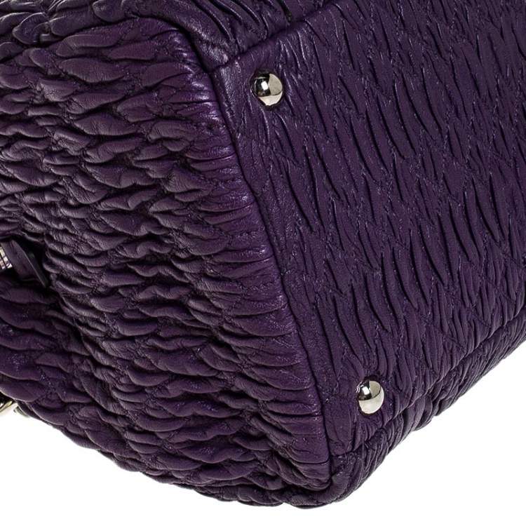 Pre Owned  Miu Miu Purple Matelasse Leather Tote 