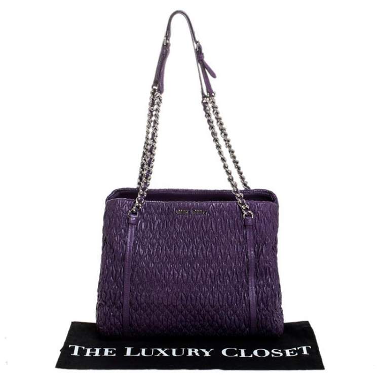 Pre Owned  Miu Miu Purple Matelasse Leather Tote 